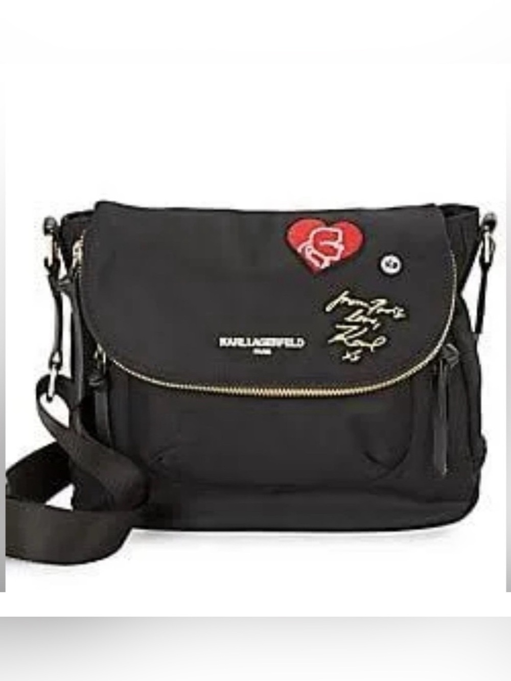 KARL LAGERFELD BLACK CROSSBODY SHOULDER BAG INVISIBLE MAGNETIC CLOSURE WOMEN BAG
